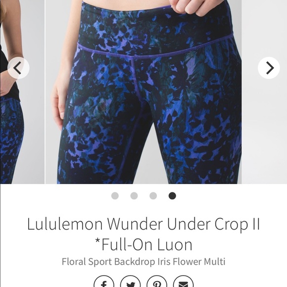 Lululemon Wunder Under Crop II *Full-On Luon” Floral Sport Iris Fl. Multi Sz 2. - Picture 2 of 5
